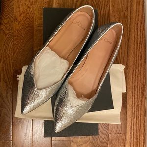 BRAND NEW J. Crew Silver Sequin Pointy Flats!!